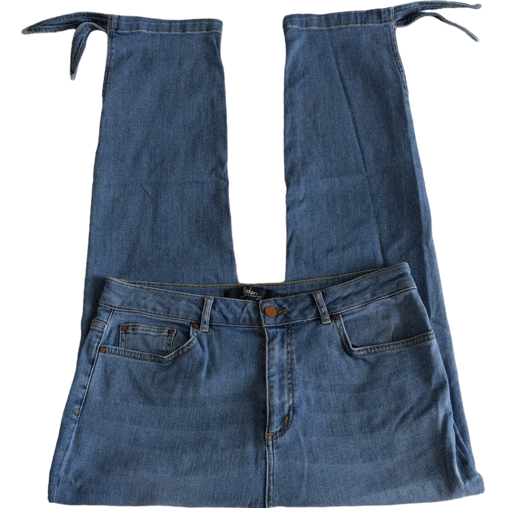 Boden The Denbigh Jean Blue Tie Ankle Denim Jeans Womens 12L